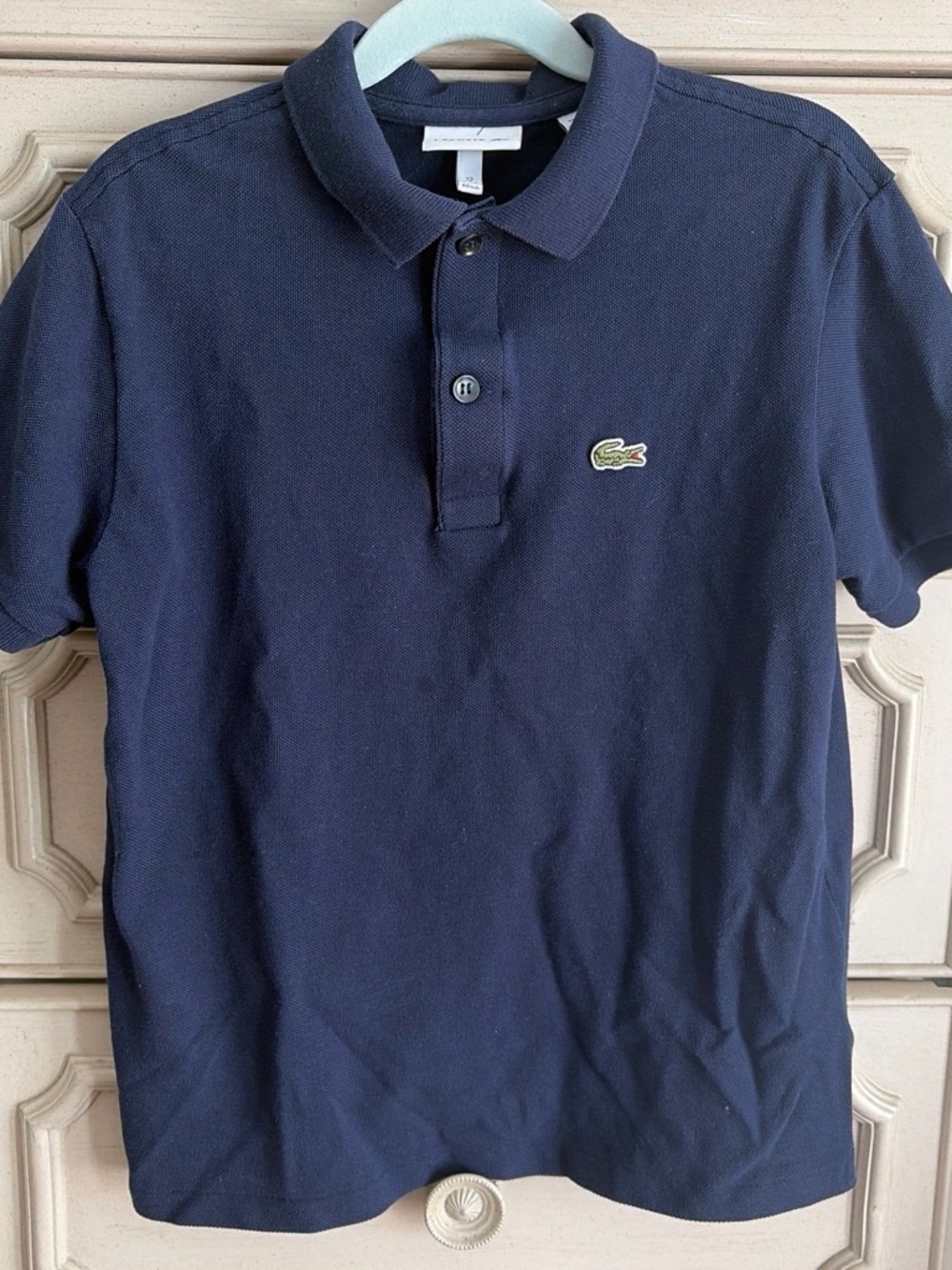 Lacoste Navy Short-Sleeve Piqué Polo with Crocodile Patch